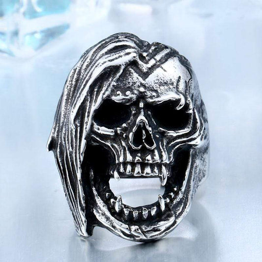 Exaggerated 316L Stainless Steel Skull Ring