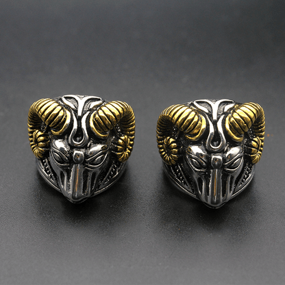 Golden Horn Goat Stainless Steel Beast Ring