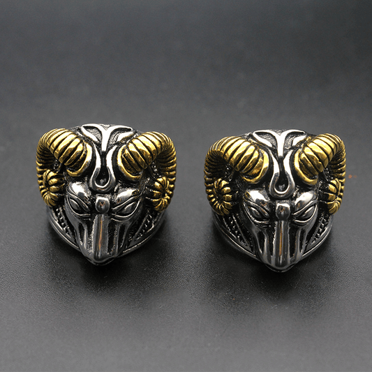 Golden Horn Goat Stainless Steel Beast Ring