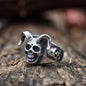 Horned Goat Devil Skull Ring
