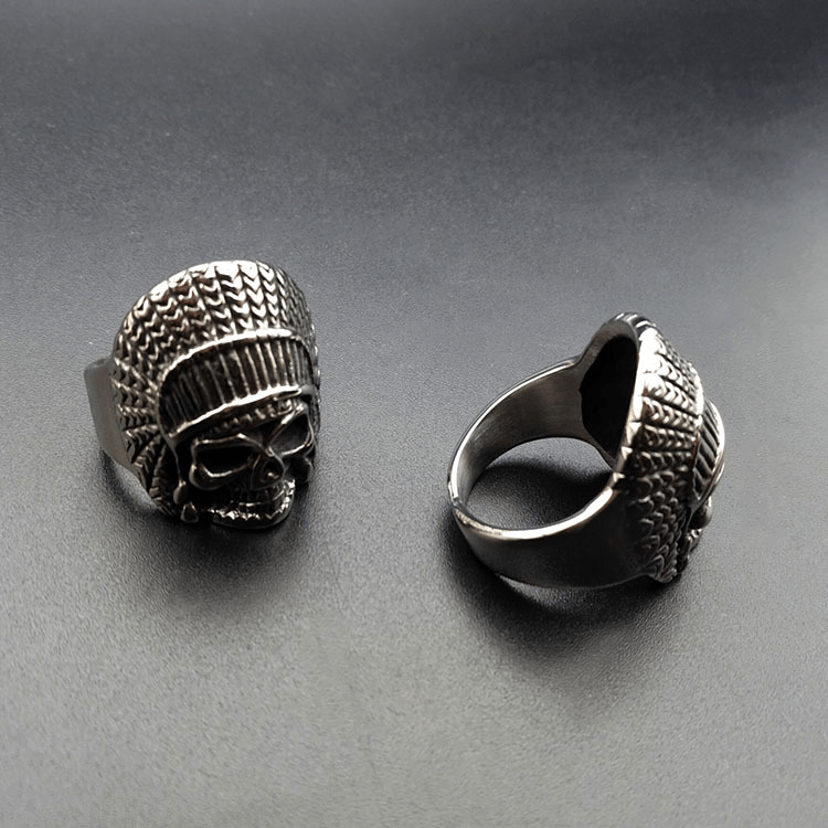 Chief Stainless Steel Skull Ring