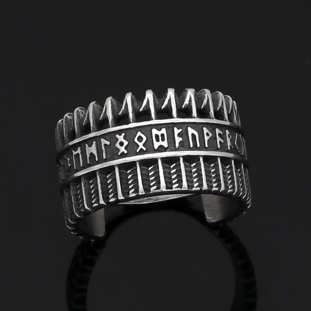 Rune Stainless Steel Viking Ring
