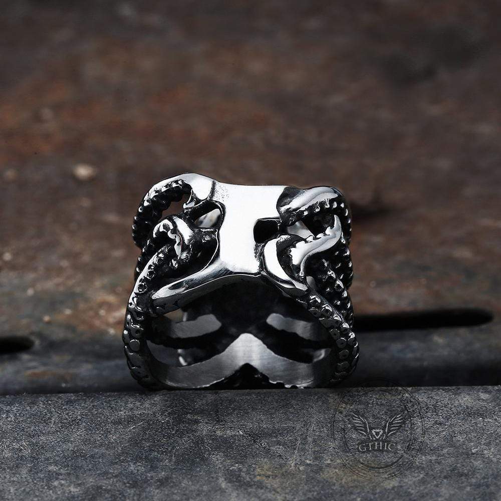 Anchor Octopus Skull Ring