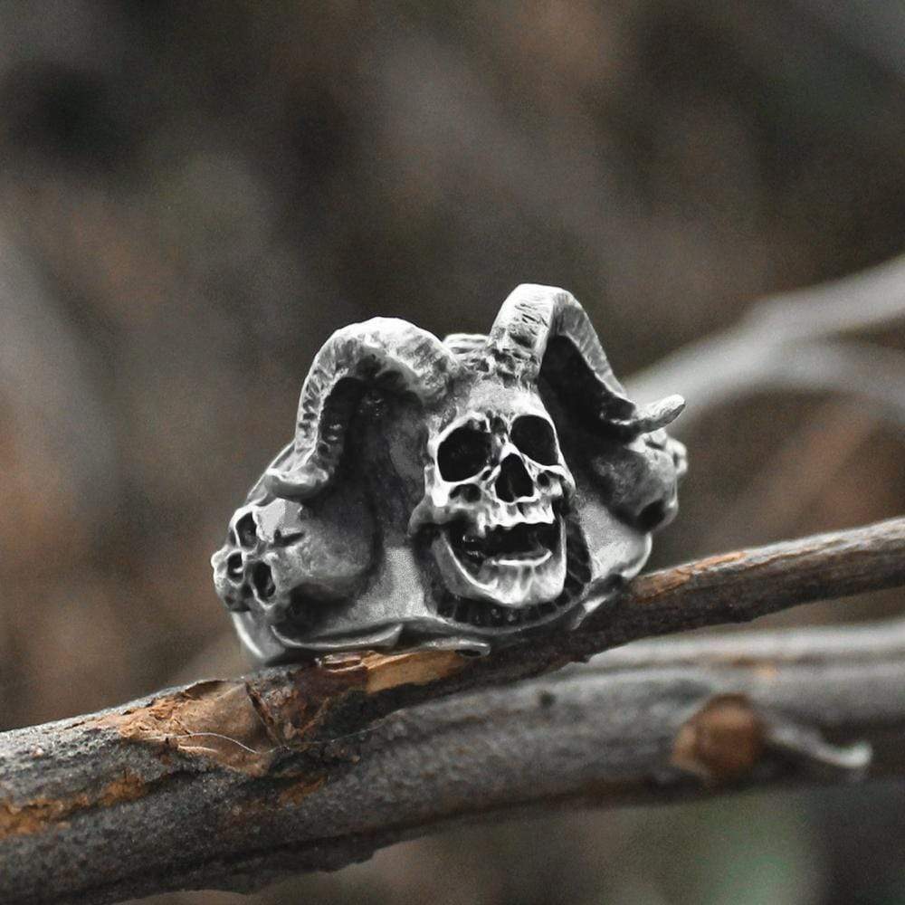 Azazel Satanic Stainless Steel Skull Ring