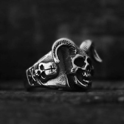 Azazel Satanic Stainless Steel Skull Ring