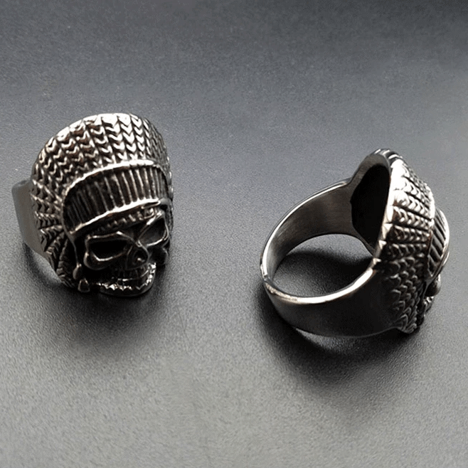 Chief Stainless Steel Skull Ring