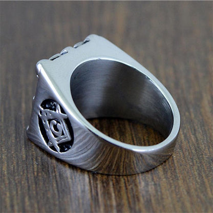 Classic Retro Stainless Steel Masonic Ring