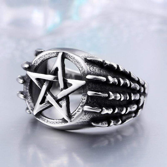 Claw Pentagram Stainless Steel Masonic Ring