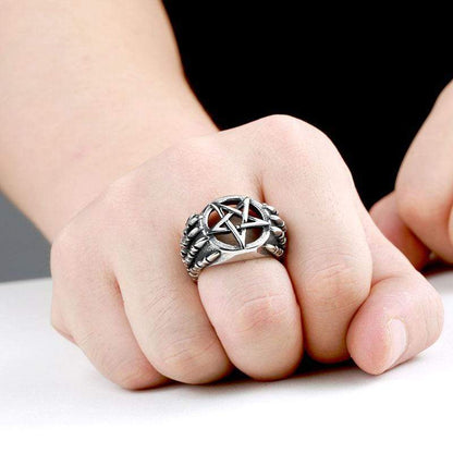 Claw Pentagram Stainless Steel Masonic Ring