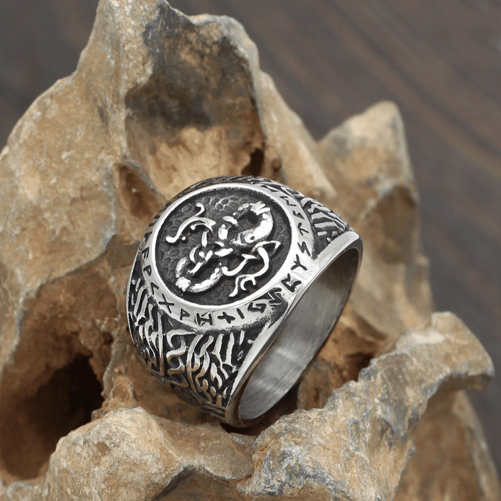 Dragon Rune Stainless Steel Viking Ring