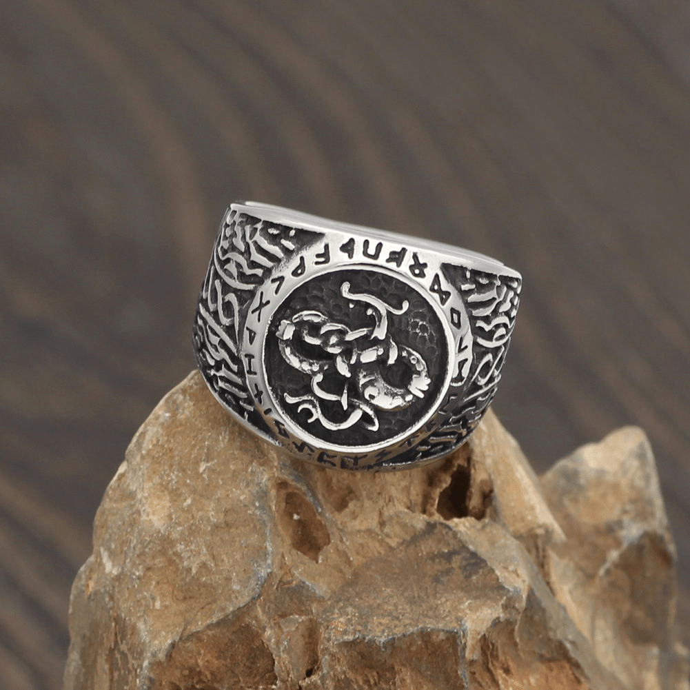 Dragon Rune Stainless Steel Viking Ring