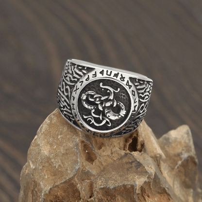 Dragon Rune Stainless Steel Viking Ring