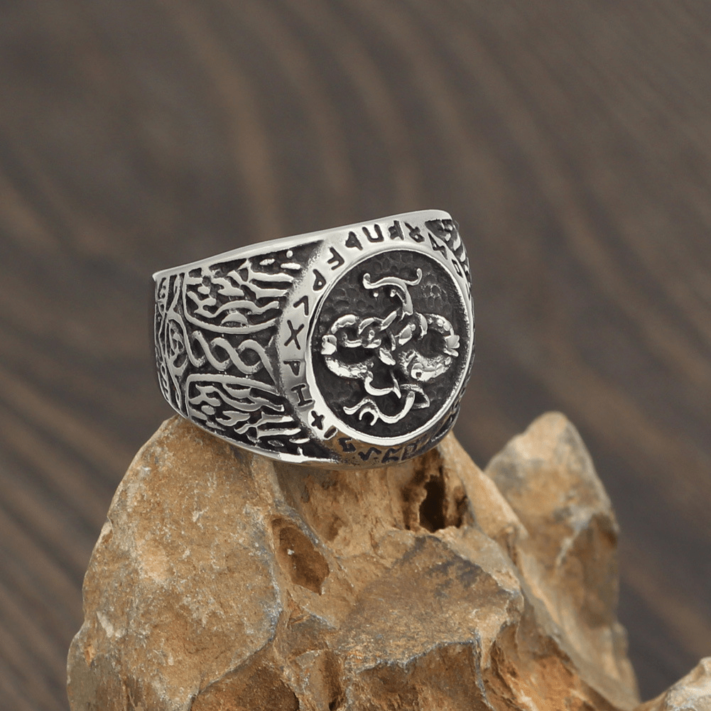 Dragon Rune Stainless Steel Viking Ring