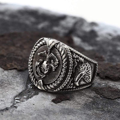 Eagle Globe Anchor Stainless Steel Marine Ring