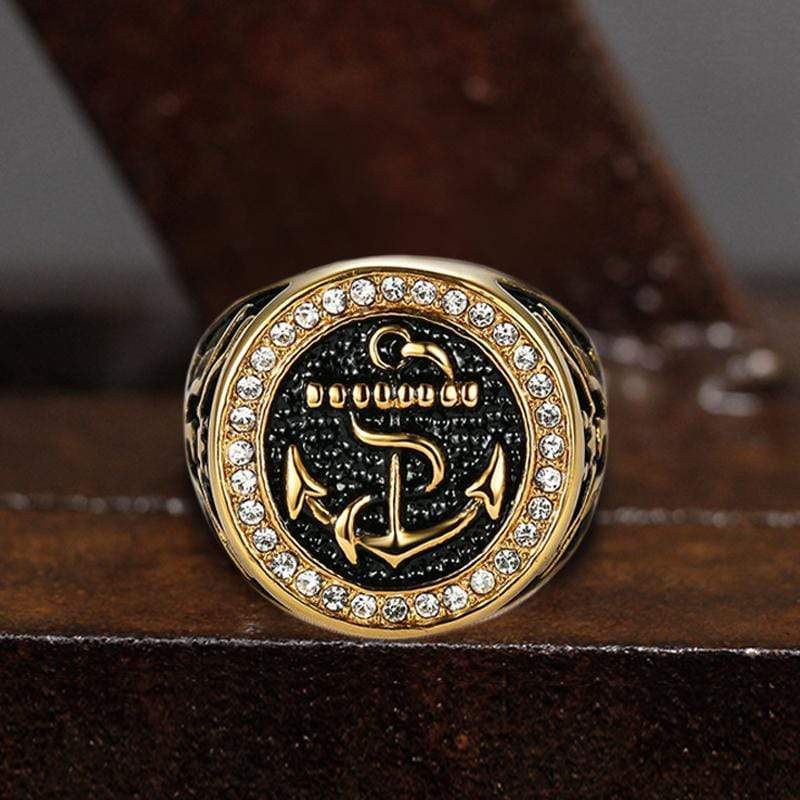 Eagle Navy Anchor Stainless Steel Marine Gemstone Ring