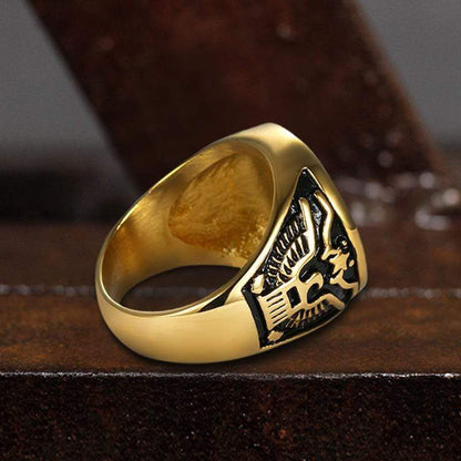 Eagle Navy Anchor Stainless Steel Marine Gemstone Ring