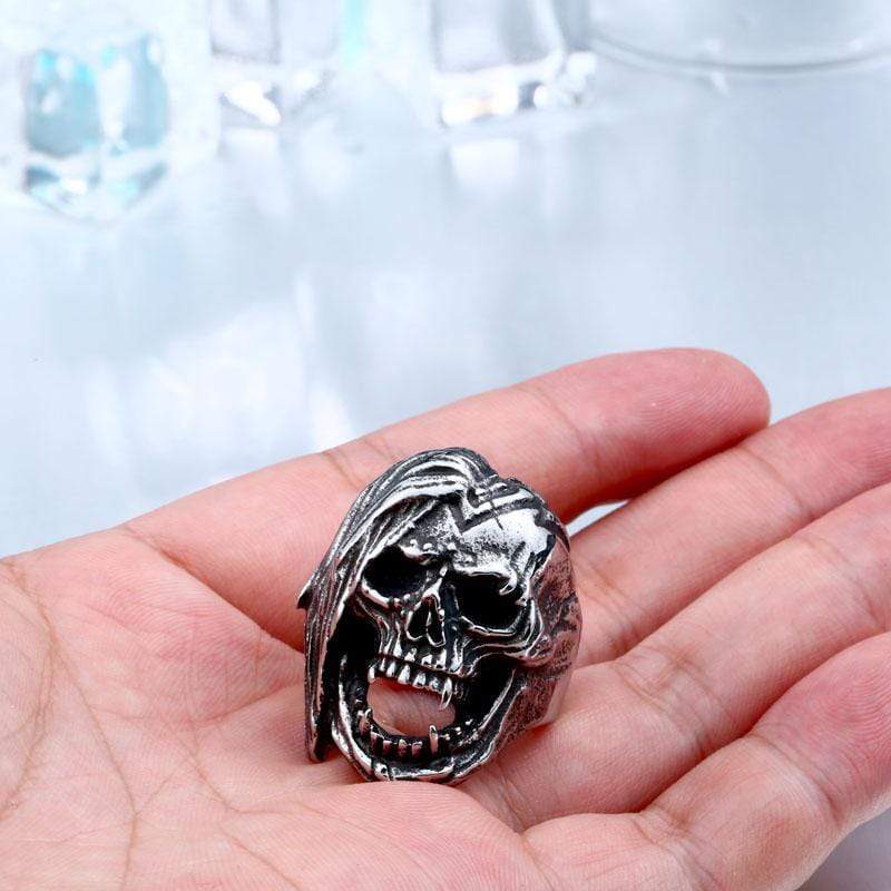 Exaggerated 316L Stainless Steel Skull Ring