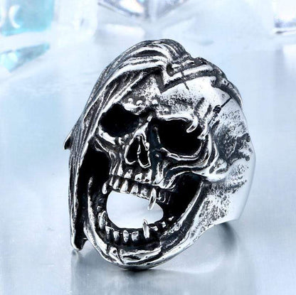 Exaggerated 316L Stainless Steel Skull Ring