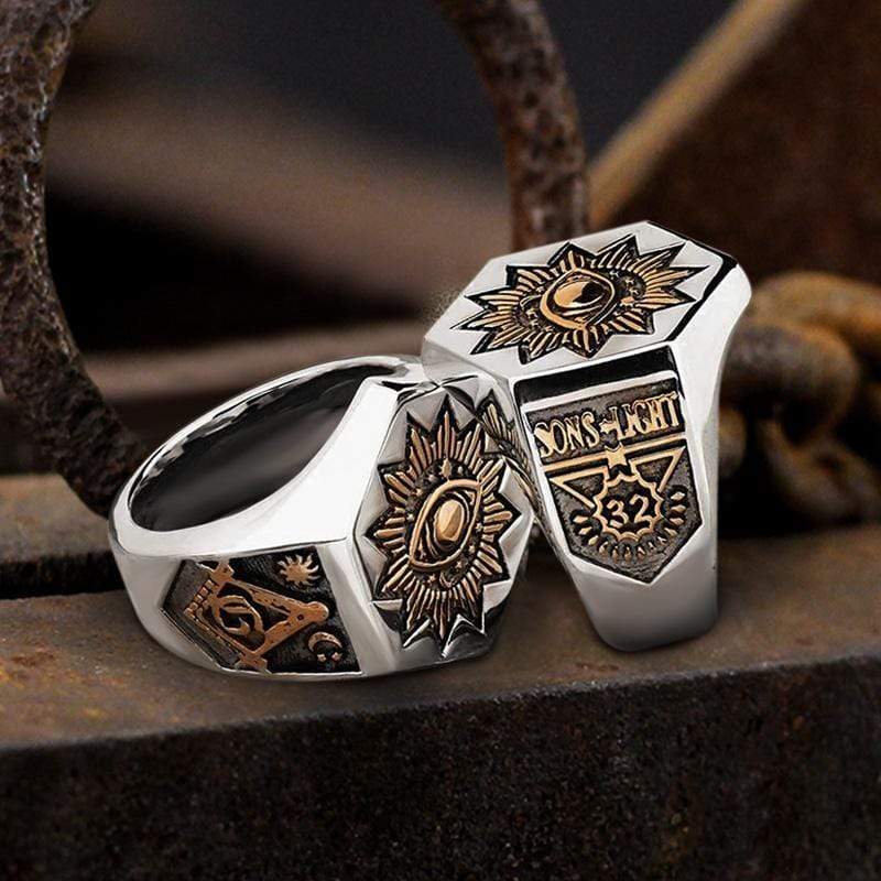 Eye of the Universe Stainless Steel Masonic Ring