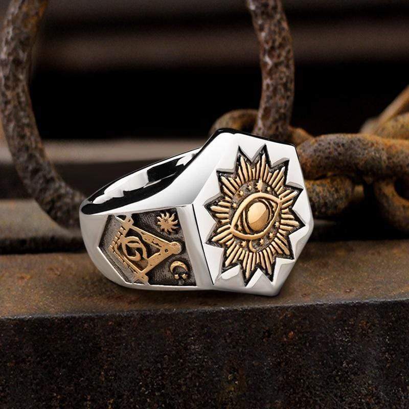 Eye of the Universe Stainless Steel Masonic Ring