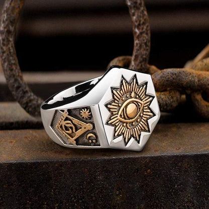 Eye of the Universe Stainless Steel Masonic Ring