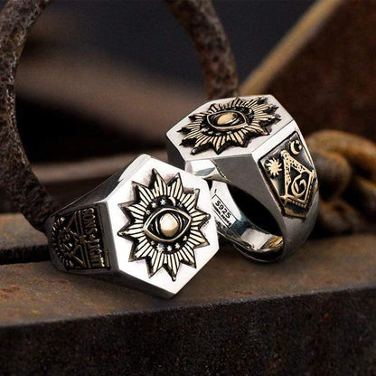 Eye of the Universe Stainless Steel Masonic Ring