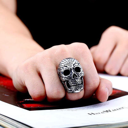 Flower Garden 316L Stainless Steel Skull Ring