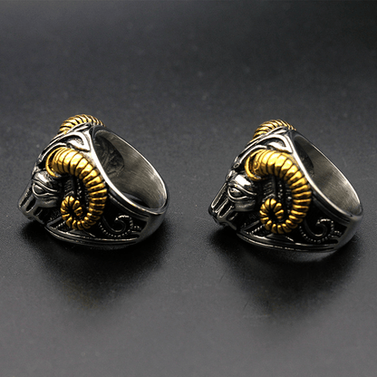 Golden Horn Goat Stainless Steel Beast Ring