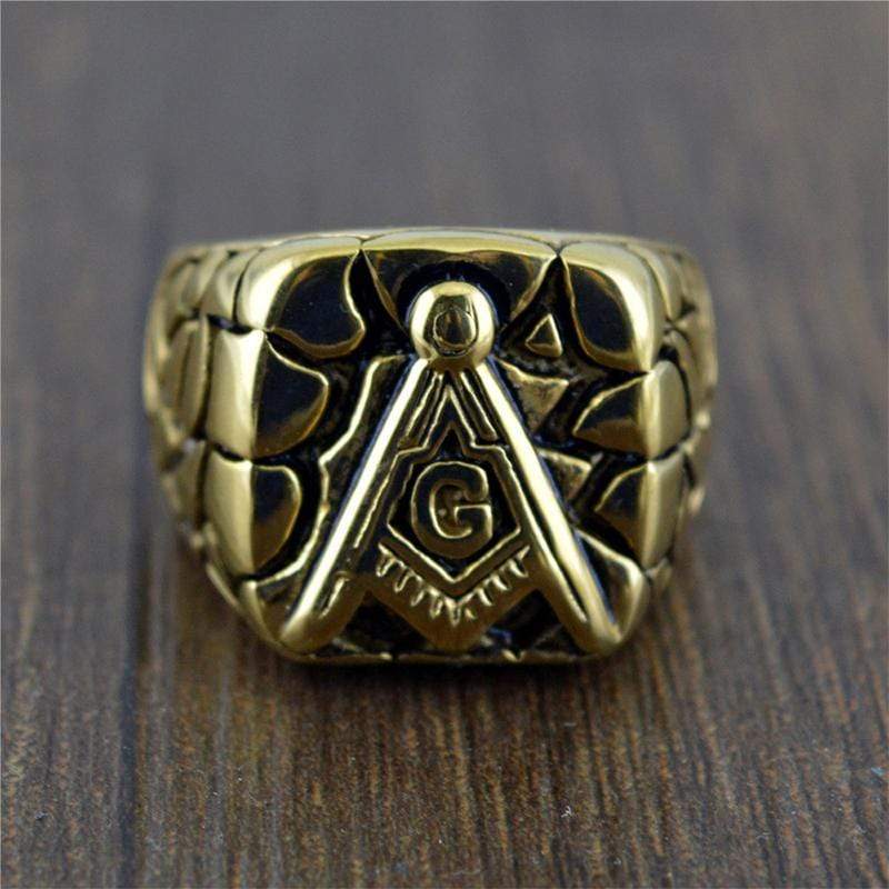 Golden Stainless Steel Masonic Ring