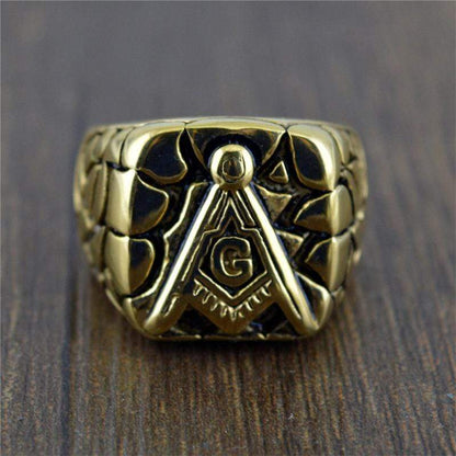 Golden Stainless Steel Masonic Ring