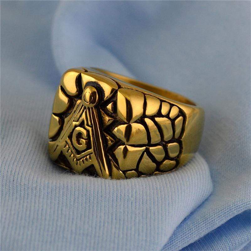 Golden Stainless Steel Masonic Ring