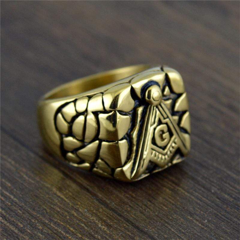Golden Stainless Steel Masonic Ring