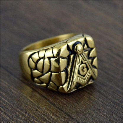 Golden Stainless Steel Masonic Ring