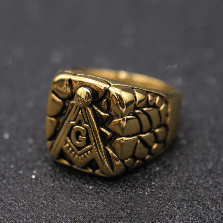 Golden Stainless Steel Masonic Ring