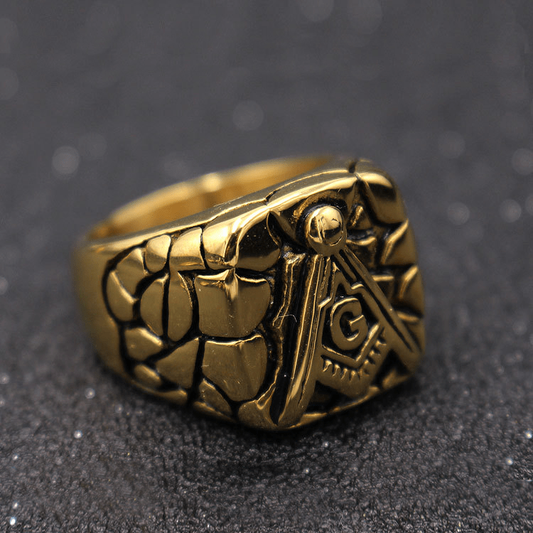 Golden Stainless Steel Masonic Ring