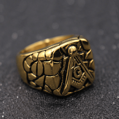 Golden Stainless Steel Masonic Ring