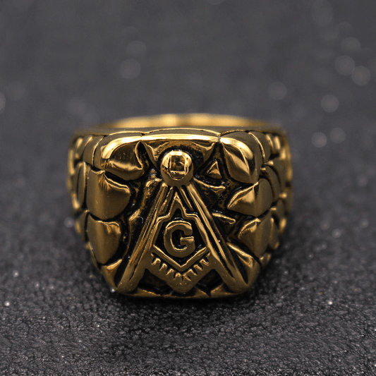 Golden Stainless Steel Masonic Ring