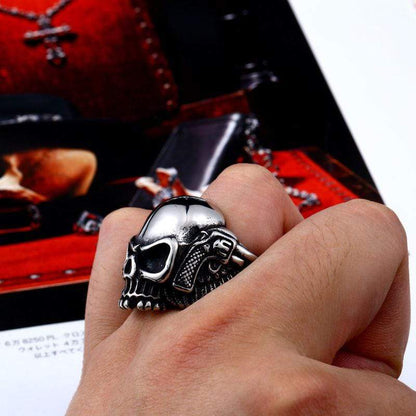 Gun Stainless Steel Skull Ring