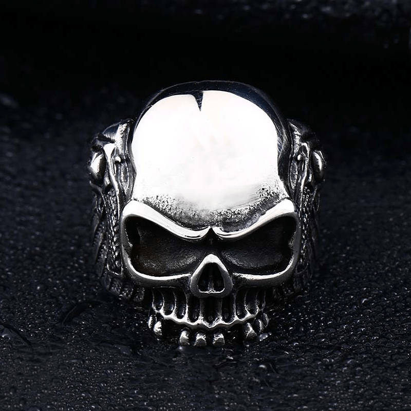 Gun Stainless Steel Skull Ring