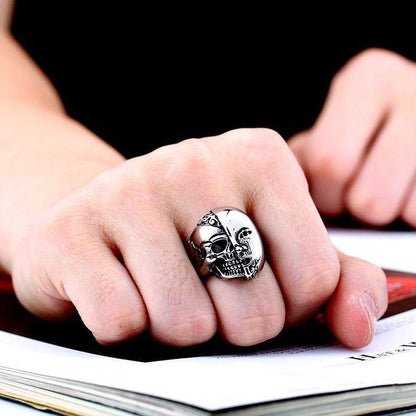 Hermaphrodite Stainless Steel Skull Ring