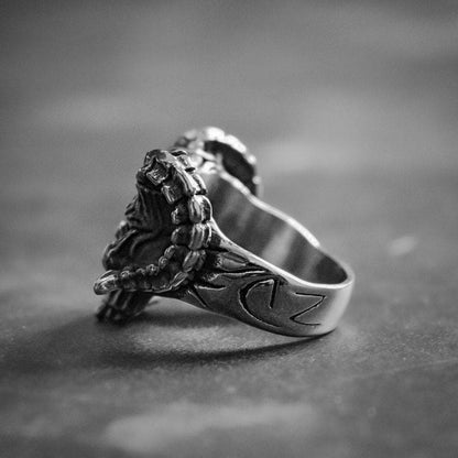 Horned Hell Demon Skull Ring