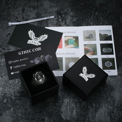 Mythology Odin Wolf Stainless Steel Viking Ring