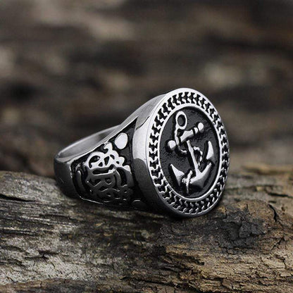 Navy Anchor Knot Seagull Stainless Steel Marine Ring