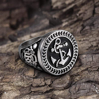 Navy Anchor Knot Seagull Stainless Steel Marine Ring