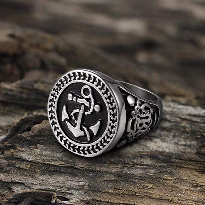 Navy Anchor Knot Seagull Stainless Steel Marine Ring