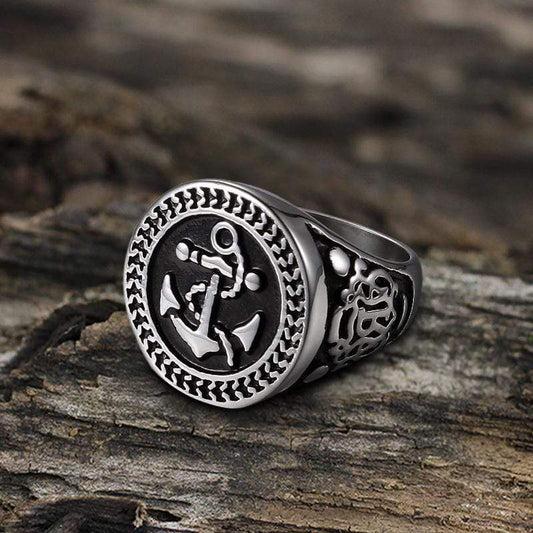 Navy Anchor Knot Seagull Stainless Steel Marine Ring