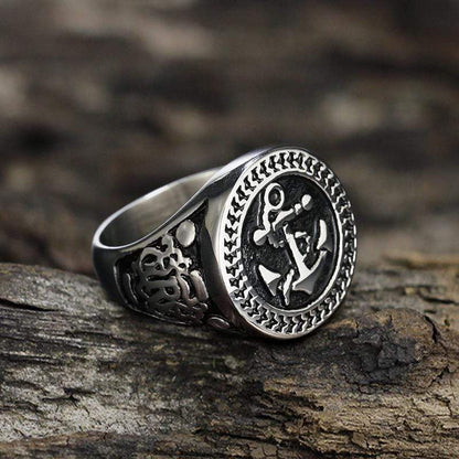Navy Anchor Knot Seagull Stainless Steel Marine Ring