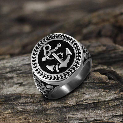 Navy Anchor Knot Seagull Stainless Steel Marine Ring