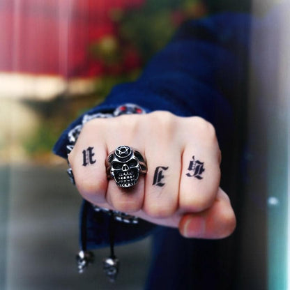 Pentacle Stainless Steel Skull Ring