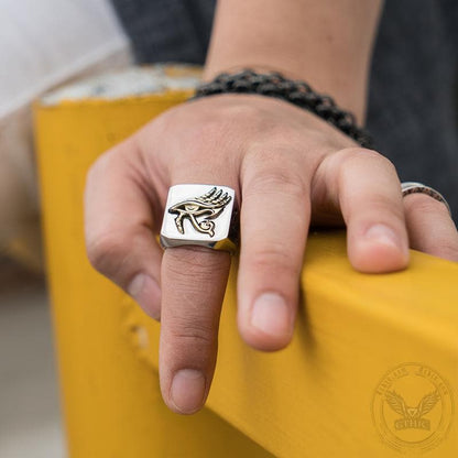 Eye of Horus Stainless Steel Egyptian Mythology Ring